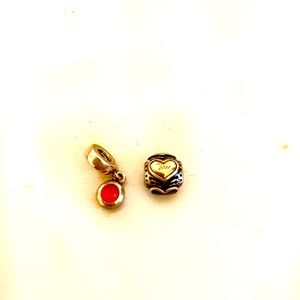 Pandora charms-carnelian dangle and 2011 heart